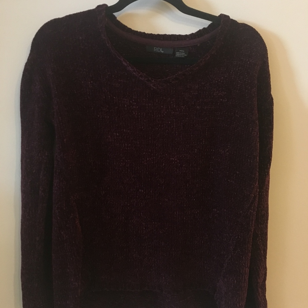Velvet-like Sweater- Dark wine color!